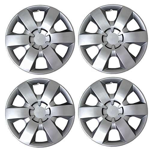 Image of WC3-14-226-S - Pack of 4 Hubcaps - 14-Inches | Silver | Style 226 Style Snap-On (Pop-On) Type Metallic Silver Wheel Covers Hub-caps