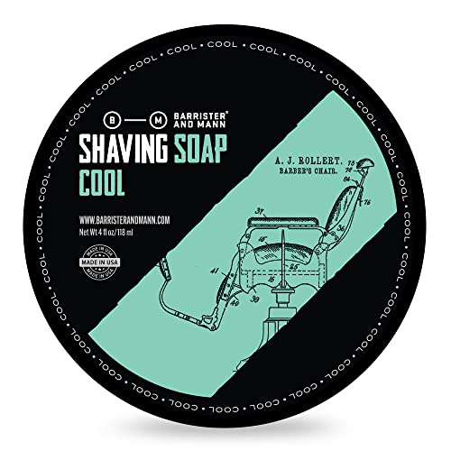 Image of Barrister and Mann Shaving Soap | Luxury Dense, Rich & Creamy Lather Tallow Wet Shave Puck Bar Notes of Lavender, Lemon, Bergamot | Smooth High Performance Grooming Routine for Men 4 Oz (Cool)