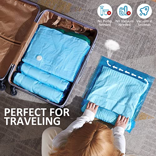 Taili 15 Pack Space Saver Vacuum Storage Bags Combo(3 Cube, 3 Jumbo, 3 Large, 3 Medium, 3 Roll Up), Free Up 80% Space Vacuum Seal Bags Variety Size For Clothes Beddings Comforters Quilts Pillows Plush Toys, Space Bags Vacuum Storage Bags (Blue) #TOP2