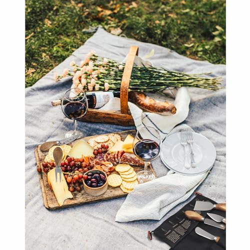 Esie Houzie Charcuterie Board Accessories - 6 Piece Cheese Knife Set Stainless Steel with Acacia Wooden Handle for Cheese Serving Cutting, Cheese Tools Butter Knife with Storage Bag Included Gift Set - Image 5
