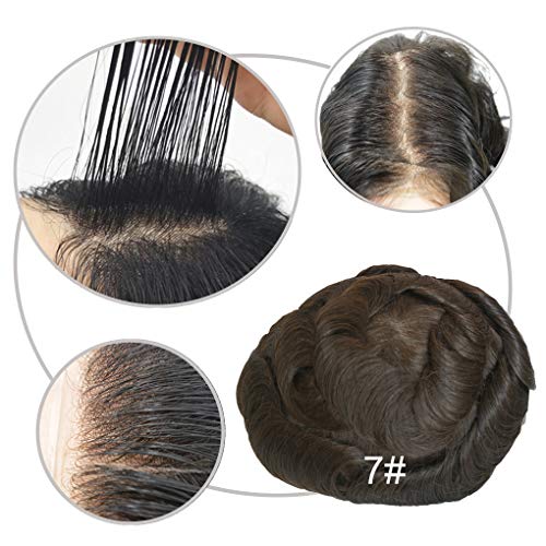 Hairnotion Invisible Mens Hair Replacement System Super Thin Skin 7# Toupee Wig for Men 8x10 Inch