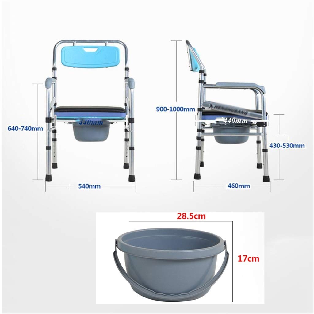 Toilettenstuhl Mit Rückenlehne Armlehne, Bad Dusche Wasserdicht Faltbar Sitz Alter Mann Ergonomie Tragbar Mobiles WC Toilettenhocker (Farbe : Ordinary)
