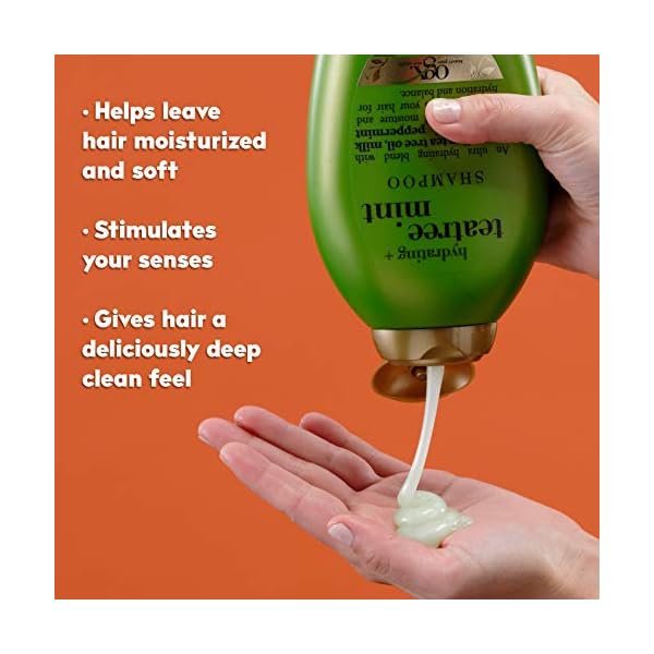 OGX-Hydrating-Tea-Tree-Mint-Shampoo-Nourishing-Invigorating-Scalp-Shampoo-with-Tea-Tree-Peppermint-Oil-Milk-Proteins-Paraben-Free-Sulfate-Free-Surfactants-13-fl-oz OGX Hydrating + Tea Tree Mint Shampoo, Nourishing & Invigorating Scalp Shampoo with Tea Tree & Peppermint Oil & Milk Proteins, Paraben-Free, Sulfate-Free Surfactants, 13 fl oz