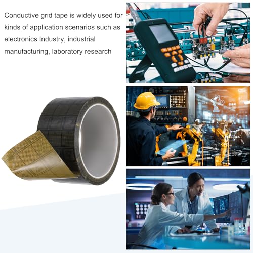 Image of PATIKIL Antistatic Tape, 2.36 Mil Thick, 2 Inch x 39 Yards Conductive Adhesive Grid ESD Tape for Circuit Board Laptop Mobile Phone Communication Electronics Parts Black /Yellow