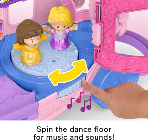 Fisher-Price Little People Toddler Toy Disney Princess Pull-Along Musical Carriage Playset with Figures for Pretend Play Kids Ages 18+ Months - Image 5