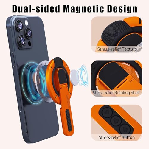 Image of Zitel for MagSafe Double-Sided Magnetic 360 Rotatable Phone Grip Finger Ring Holder Stand Compatible with iPhone 17 16 15 14 13 12 Pro Max, Samsung, Pixel 10 & Android Smartphones