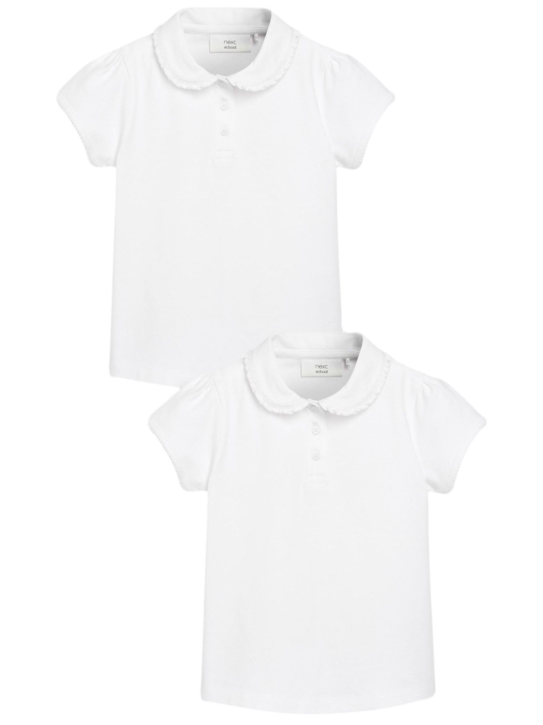 NEXT Fille Polo d’école en Coton Stretch avec col à Volants, Lot de 2