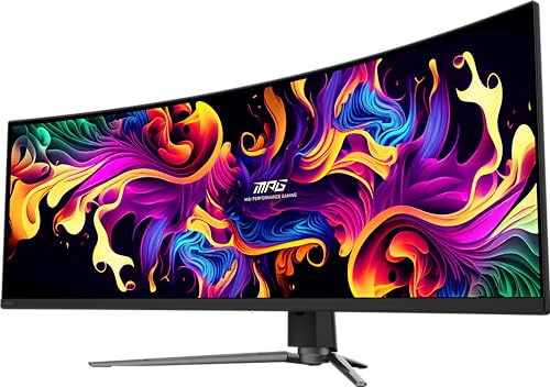MPG 491CQPX QD-OLED 49" Monitor, DQHD 5120x1440 1800R, 240Hz, 0.03ms, DisplayHDR True Black 400, G-SYNC, FreeSync Premium Pro, HDMI 2.1, DP 1.4a, USB-C (98W PD), Nero - Monitor - Immagine 2