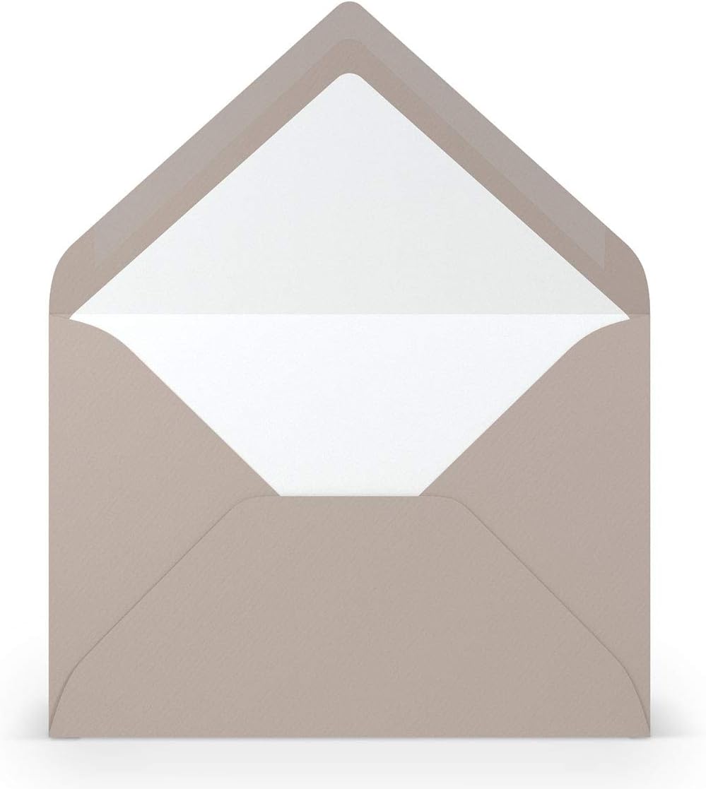 PAPERADO 50 envelopes DIN B6 taupe ribbed light brown mud 100 g/m² envelope without window 17.8