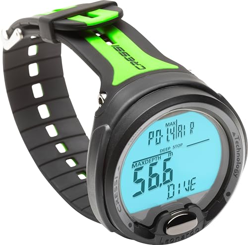 Image of CRESSI Leonardo 2.0 Scuba Dive Watch, Air Nitrox Gauge, Black /Lime
