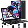 DMOAO Tablet 10 Pulgadas Android 14 con 5G Wi-Fi 6, FHD Tablet con 18 GB RAM + 128 GB ROM (Ampliable a 1TB), Widevine L1, 8 Cores, BT 5.0, 6000mAh, USB-C, Tablet con Teclado + Ratón + Funda, Nero