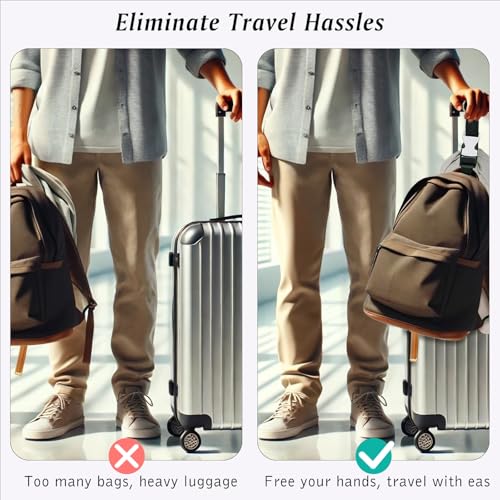 Image of Add-A-Bag Luggage Strap Gripper - Adjustable Suitcase Belt for Carrying Extra Bags, Travel Accessories, Hands-Free Travel, Black