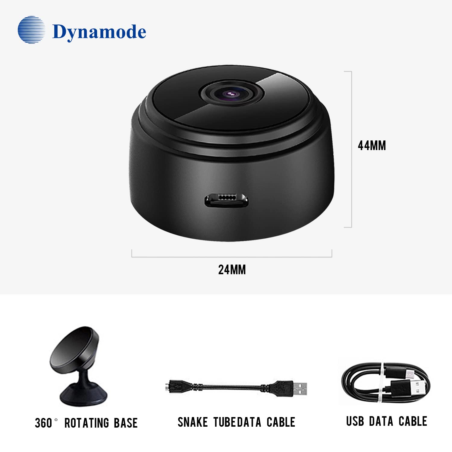 Dynamode Cam-c90 Caméra sans fil WiFi Cctv Ip 1080HD avec détection de mouvement et capacité d'enregistrement à distance ou autonome avec un emplacement de mémoire Micro SD (jusqu'à 128 g)