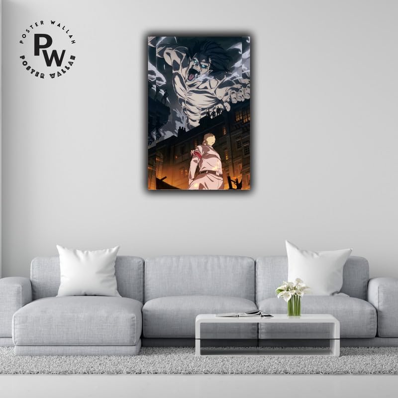 Image of POSTER WALLAH Attack On Titan Anime Poster for Home Office and Student Room Wall | Aesthetic Poster | Wall Decor ATCKONTTN02 (18X12 inch)