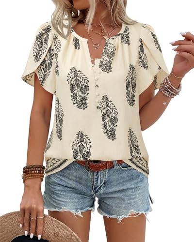 Short Sleeve Button Down Plus Size Cotton Linen Shirts For Women ...