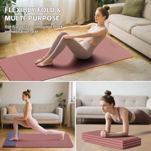 Image of 7-Fold Yoga Mat 70 inchx24 inch - 1 /2 Inch Thick Folding Exercise Mat, Compact Non-Slip TPE Mat for Travel, Storage, Yoga & Home Gym, Lightweight & Portable