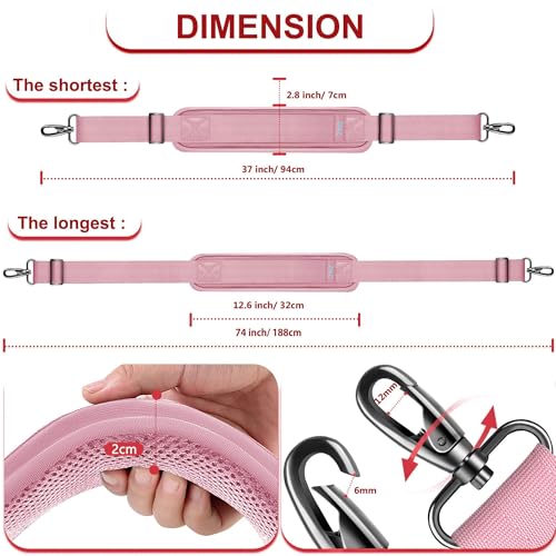 Image of ZINZ 74 inch Shoulder Strap with Fixed Pad and Dual Balanced Buckles,Pink