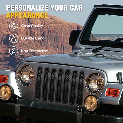 Image of Nilight 7Pcs Front Grille Trims Inserts Cover Guard Fit for 1997 1998 1999 2000 2001 2002 2003 2004 2005 2006 Wrangler TJ & Unlimited