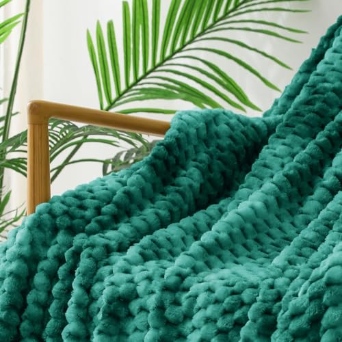 Image of Exclusivo Mezcla Fleece Queen Blanket for Bed, Extra Large Fuzzy Tie-dye Teal Bed Blankets, Soft Cozy Plush Sofa Throws for All Seasons, 90x90 Inches