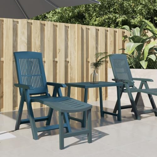 Homgoday Tumbona de plástico Verde, Silla de Playa Asiento Reclinable Piscina Camping Tumbona Jardín Patio Balcón Tumbonas Mobiliario