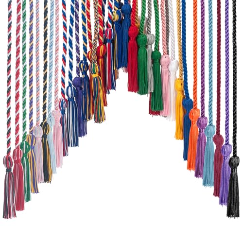 Image of Black Red and White Graduation Cord, Graduation Honor Cords Braided Tassels Cord for 2026, 68 inch Long Polyester Yarn Honor Ropes for 2026 Grad Decorations, Party Ceremonies