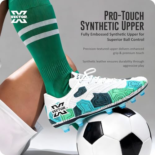 Image of Vector X Breeze High-Performance Soccer Studs Fully Embossed Synthetic Upper|Double Colour High Strength TPU Sole Football Shoes Athletic Footwear for Boys Men Players