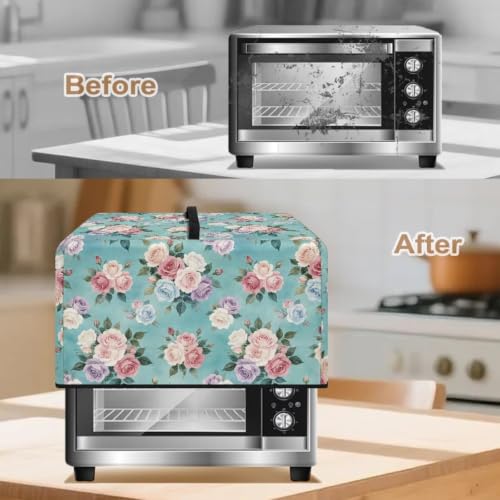 Image of Countertop Oven Cover Protective Toaster Oven Dust Cover Decorative Small Kitchen Appliance Protector for Countertop Decor, S, 18.25 x 14.5 x 11 Inches, Rose Teal