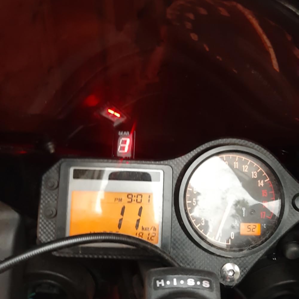 1-6 Gang Digital LED Anzeige Ganganzeige Anzeigeinstrument Kompatibel mit CB400 SF CB600F Hornet CBR 600 F4i F3 F4 VFR800 CBR900RR CBR1100XX CB1100SF CBF500 VTR1000 F GL1800