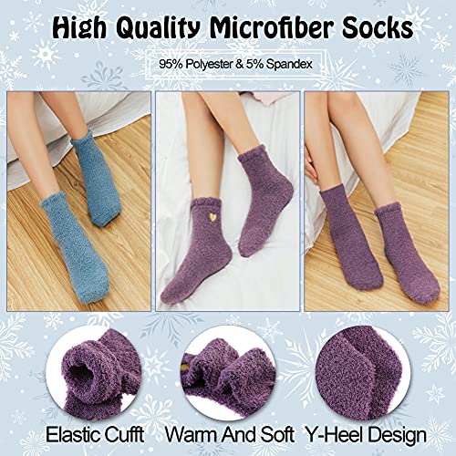 Image of LANLEO 5 /6 Pairs Womens Super Soft Fuzzy Plush Warm Winter Home Sleeping Slipper Socks