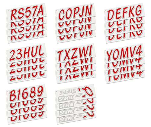 Image of Whipline Solid Red /Silver 3 inch Alpha-Numeric Registration Identification Numbers Stickers Decals for Boats & Personal Watercraft