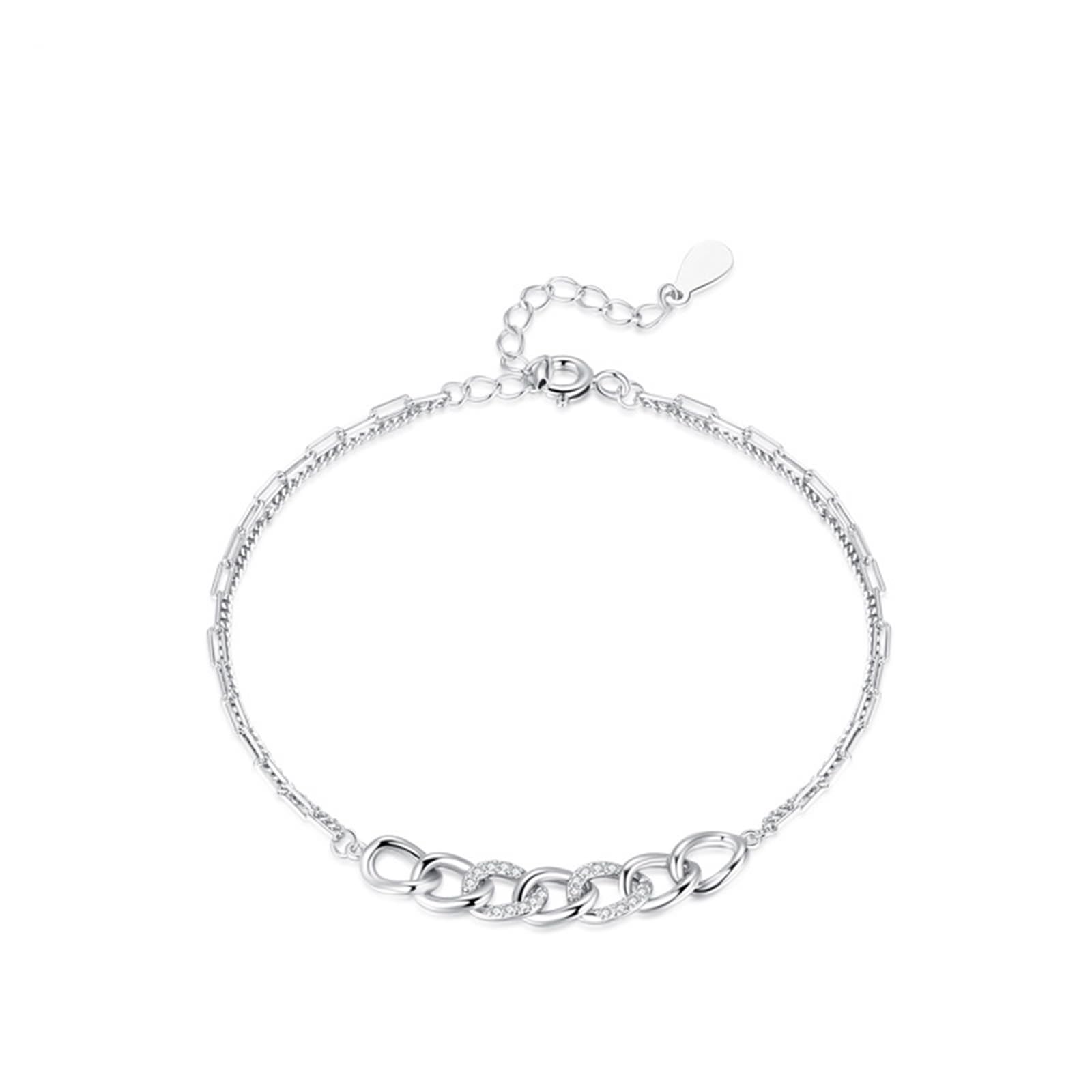 KnSam Bracciale da donna in oro giallo 18 carati 750, classico, con strass, in platino 950