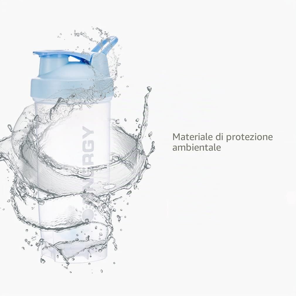 Pubiao Shaker per Proteine, Integratori Sportivi con Miscelatore per Fitness Frappè Portatile per Allenamento, 500 ml, Viola