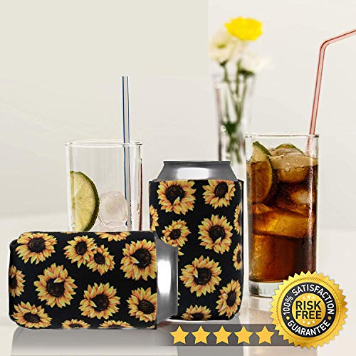 6PCS Standard Can Sleeves - Neoprene Bottle Insulator Sleeve Set of Can Beverage Coolers for 12oz Standard Energy Drink & Beer Cans