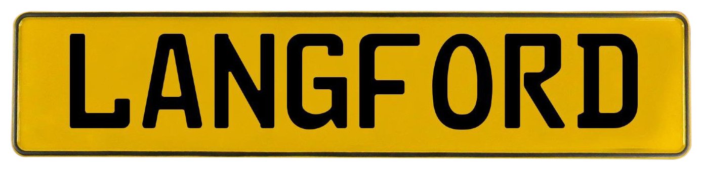 Vintage Parts 696830 Wall Art (Langford Yellow Stamped Aluminum Street Sign Mancave)