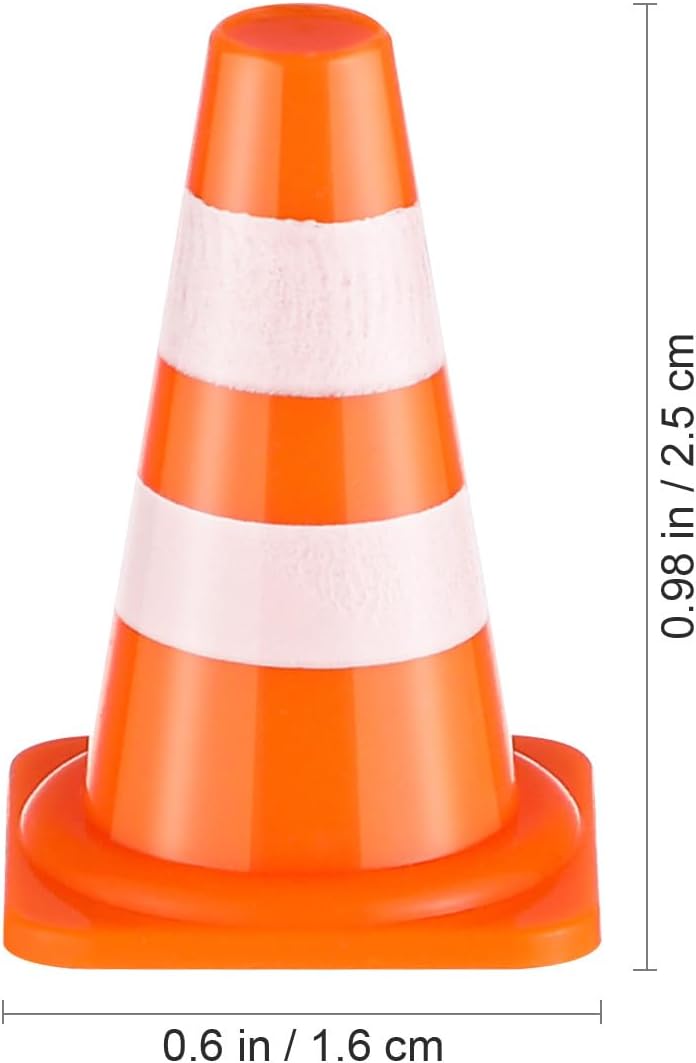 NUOBESTY 50Pcs Mini Traffic Cones, 0.98 Mini Orange Construction Cones Miniature Sports Training Roadblock Toy Safety Road Street Signs Models for Sand Table, Kids Pretend Play, Traffic Scene