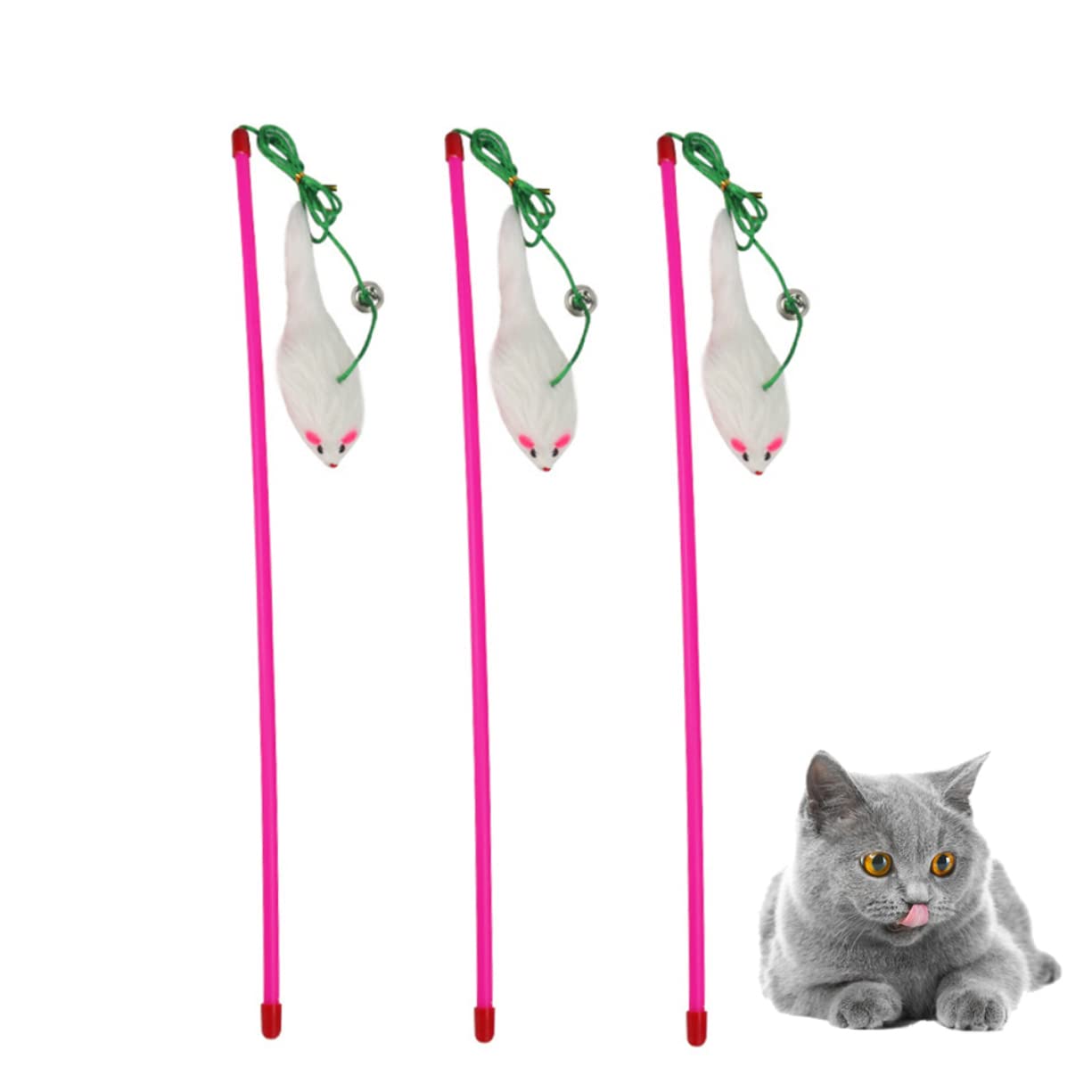 Beavorty 15stücke Interaktive Katzenspielzeuge Mit Plüsch-mäusen Lustige Teaser-Sticks Für Kätzchen Fördert Aktivität Und Spielvergnügen Zufälligen Farben