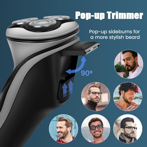 Phisco-Mens-Electric-Shaver-Pro-Stainless-Steel-Blades-90-3D-Floating-Head-Pop-Up-Trimmer-IPX7-Waterproof-Rechargeable-Smart-Sensor-Quiet-Operation-with-Balanced-Blades