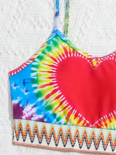 Image of WDIRARA Girl's 2 Pieces Swimwear Graphic All Over Printed Cami Tops and Panty Bikini Sets
