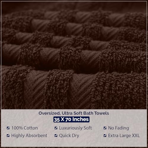 Image of DAN River 2 Pack Bath Sheets Extra Large 35x70, Large Bath Towels for Adults, XL Oversized Heavy Duty Towel Set, 600 GSM 100% Ring Spun Cotton, Soft Quick Dry, Brown
