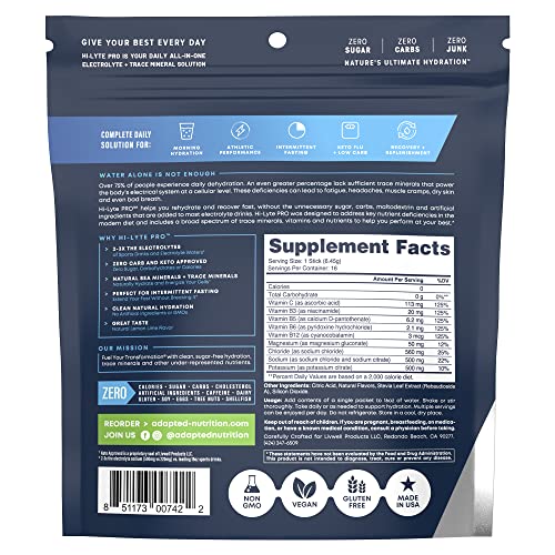 Hi-Lyte Pro Hydration Packets, 16 Individual Drink Packets | Lemon Lime | Electrolyte Powder Drink Mix | Electrolyte Multiplier Powder Packets | Zero Sugar, 0 Carb, 0 Calorie #TOP6