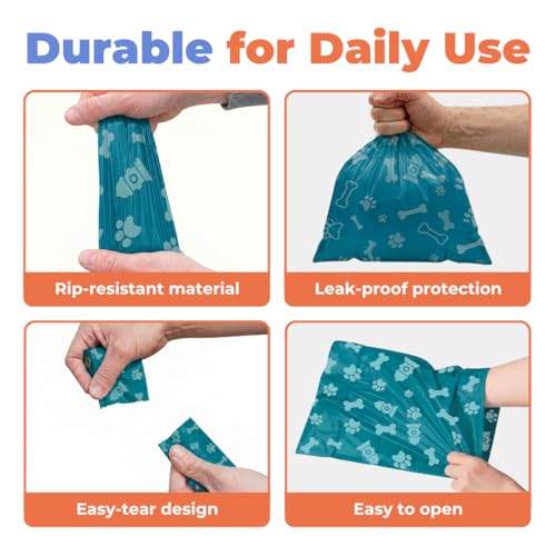 Image of Best Pet Supplies Dog Poop Bags for Waste Refuse Cleanup, Doggy Roll Replacements for Outdoor Puppy Walking and Travel, Leak Proof and Tear Resistant, Thick Plastic - Turquoise, 240 Bags