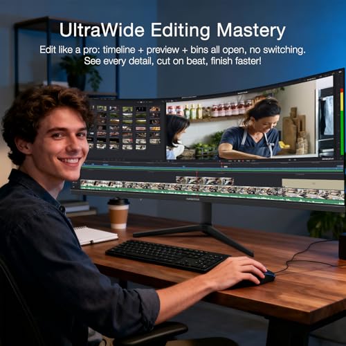 Image of 49 inch Curved Ultrawide Monitor with Remote, 120Hz WDQHD(5120 x 1440p) 5K Gaming Monitor R1500, HDR, 3000:1 Contrast, sRGB 125%, USB-C, FreeSync, PIP /PBP, Built-in Speaker, HDMI 2.1 & DP 1.4