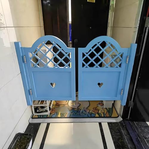 JYHHCYS Automatic Closing Doors - Arched Top Cafe Door with Stainless Steel Hinges, 20 30 40 50 60in Width - Solid Wood Modern Minimalist Bar Half Waist Door Customizable(Blue,60x36in(152x90cm))