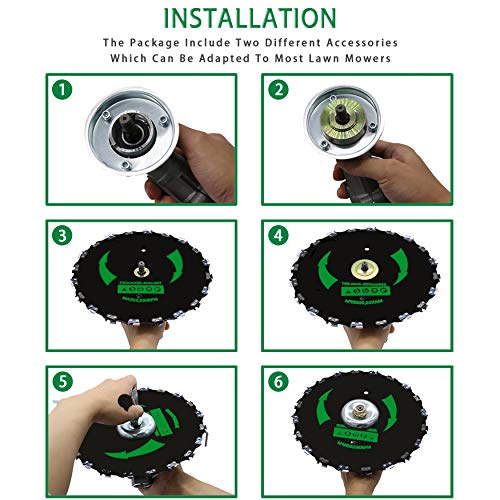 CZS 9 Inch 20T Chainsaw Tooth Brush Blades for Cutter, Trimmer, Weed Eater, Lawnmower (2 Pack Different Adapter Kit Included)