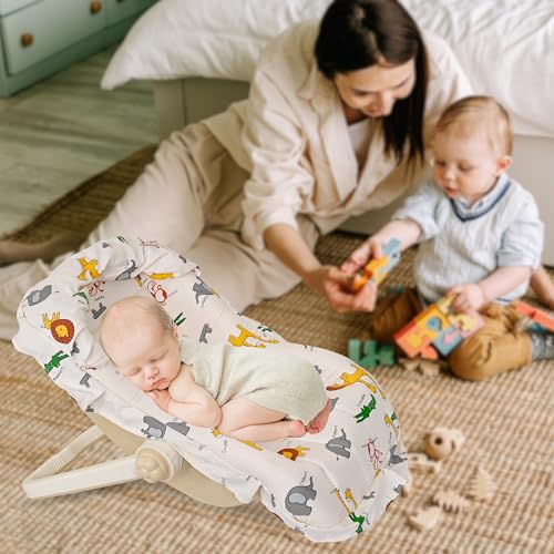 Image of AVANI METROBUZZ 5-in-1 Baby Carry Cot and Rocker, Adjustable Handle, Safety Belt, Large Canopy, Cream with Mosquito Net