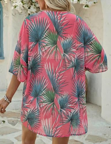 Image of Chunoy Women Short Sleeve Chiffon Kimono Beach Swimsuit Cover Up
