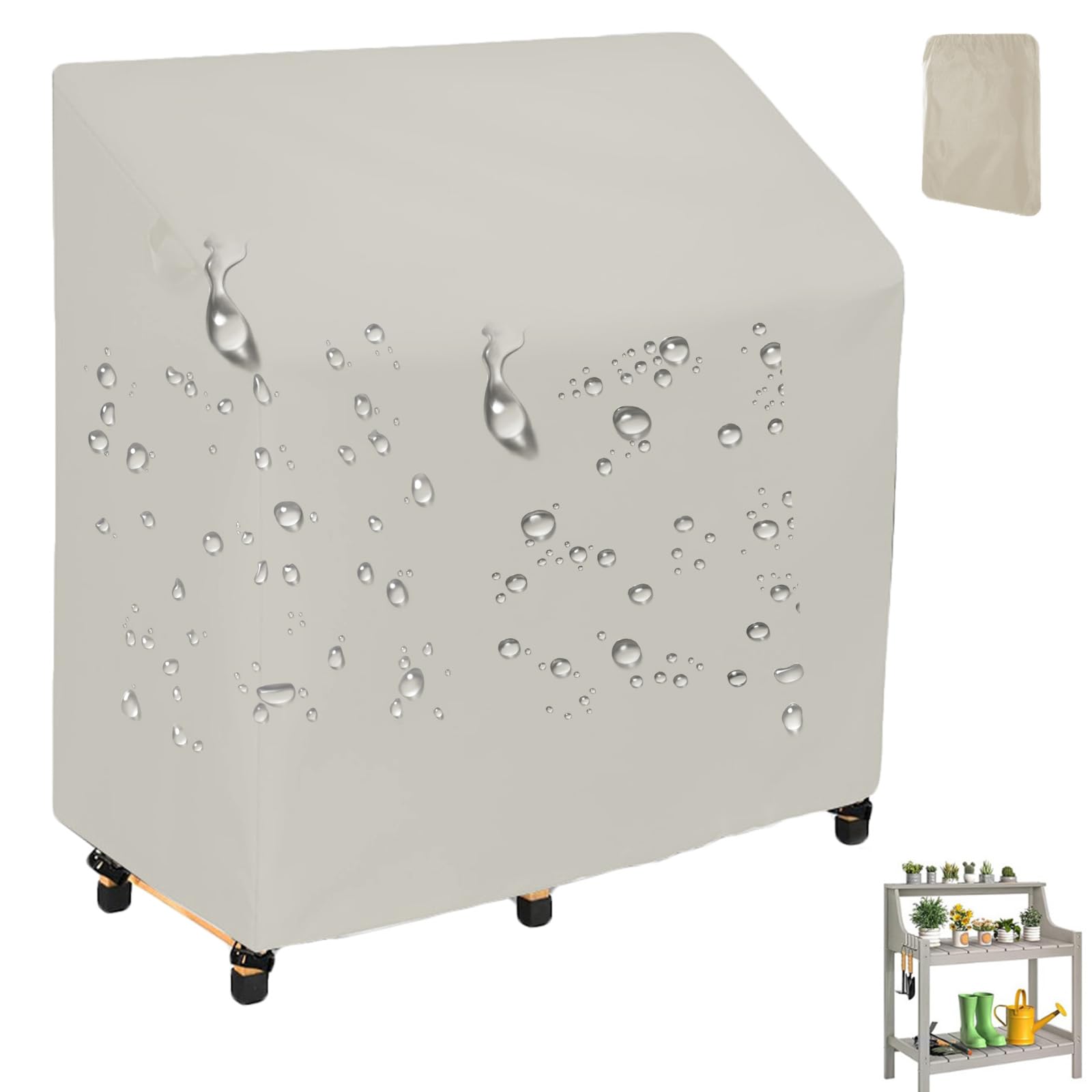 Crysterris Grey Potting Bench Cover,Waterproof Greenhouse Workbench Protection With Drawstring,420D Oxford Planting Germination Table Protective With Windproof Locks,Outdoor Pottin(Size:420d：115*51*122Cm,Color:grey)