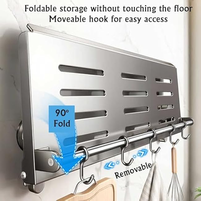 Wall-mounted Folding Kitchen Rack,Cooking Plates for Fruit And Vegetable,Side Dish Stacking Storage,for Snack Fruit and Vegea(59X20.2X17cm)