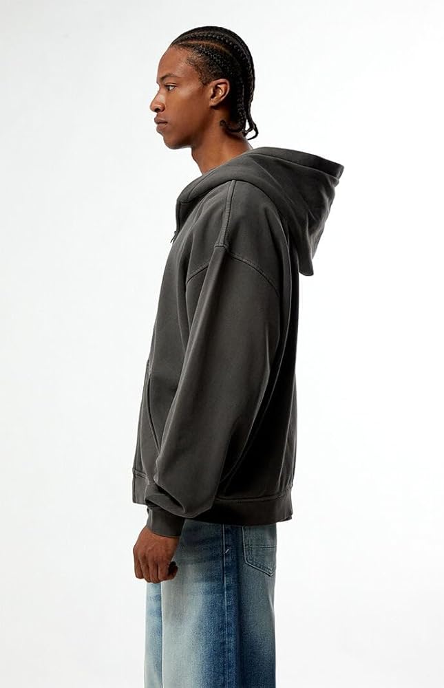 PacSun Men's Black Vintage Washed Full Zip Hoodie size Small at
