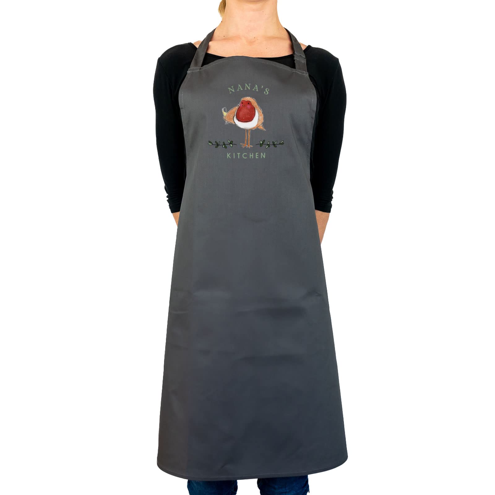 Stickerscape Personalised Christmas Apron (Christmas Robin - Red) Christmas Baking Gift for Women Christmas Cooking Gift Xmas Apron for Women